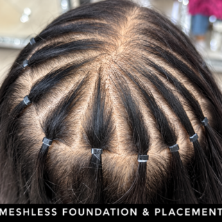 Meshless foundation and placement Nano bead foundation and placement during a meshless hair integration installation