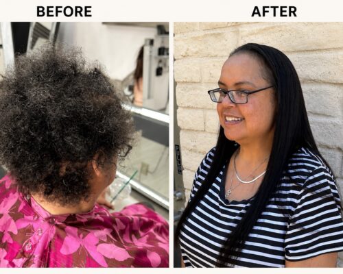 braidless_before_-after Before and after braidless weft hair extensions at LTBHair in Phoenix